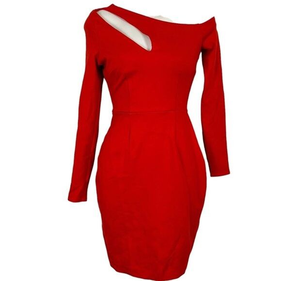 Bar III 3 Womens Asymmetrical Ponte Knit Long Sleeve Bodycon Stretch Dress XS - Picture 1 of 16